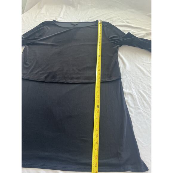 J Jill Wearever Tunic Top Womens Large Black Velvet Knit Mixed Media Side Slit L - Picture 4 of 6